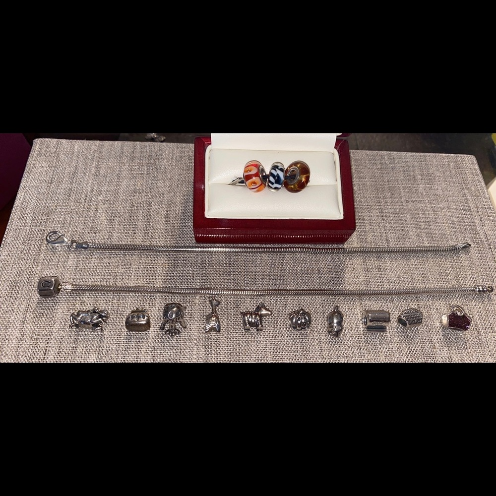 Assorted Chamilia/Pandora bracelets and charms